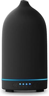 Essential Oil Diffuser Aromatherapy Diffuser Ceramic Aroma Oil Diffuser with 4 Timer Mode Ultrasonic Cool Mist Home Fragrance Diffuser with Waterless Auto-Off & 7 Color LED Light (150ml-Black)