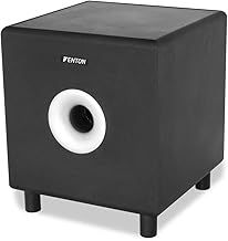 Fenton SHFS08B Active HiFi Subwoofer 8" 200W Powered Home Cinema Subwoofer Speaker with Phase Control, Adjustable Crossover & RCA Line Input for Home Audio Systems