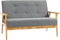 HOMCOM 2 Seater Sofa Modern Linen Fabric Upholstery Tufted Couch with Rubberwood Legs for Living Room and Kitchen, Dark Grey