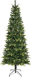 Uten 6ft Slim Christmas Tree, with Realistic PE Leaves Artificial Pencil Xmas Tree Indoor Home Decoration, 600 Natural Looking PVC & PE Tips, Hinged Branches, Metal Stand, 2 Styles Branches, Reusable