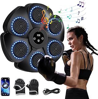 Music Boxing Machine, 2024 New Bluetooth Boxing Machine Wall Mounted with Boxing Gloves, 9 Speed ​​Modes and Counting Mode, Music Boxing Machine for Adults and Children Exercise