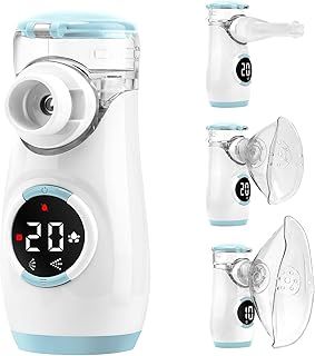 HITHINKMED Mesh Nebuliser for Kids, Portable Nebuliser for Adults Sinus Inhaler with Digital Display, Timed and Automatic Cleaning Functions for Home and Travel Use