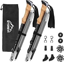 Gysrevi Hiking Walking Trekking Poles - 2 Pack Collapsible Walking Sticks for Men Women with EVA Cork Handle, Quick Lock System, Ultralight for Hiking Camping Backpacking