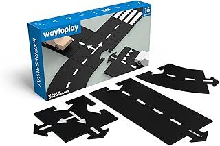 Waytoplay Expressway, 16 Piece Circuit for Toy Cars - Flexible, Indestructible, and Waterproof - Modular Car Tracks - Made in the Netherlands
