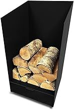 Volcann 65cm Tall Compact Steel Firewood Log Basket with Drawer - Fireplace Wood Holder Metal Store with Handheld, Storage for Indoor Woodstove, Fireside Accessories