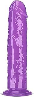 Realistic Dildo, Liquid Silicone Lifelike Huge Penis with Strong Suction Cup for Hands-Free Play, Flexible Cock with Curved Shaft and Balls for Vaginal G-spot and Anal Play (Purple, 8.3inches) L