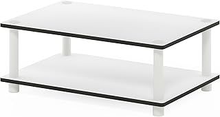 Furinno Just 2-Tier No Tools Coffee Table, White w/White Tube