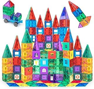 Playmags 150 Pcs Magnet Building Tiles Set for Kids - Colorful Stronger Magnets - 3D Magnetic Building Blocks - STEM Creative Construction Toys - Magnetic Tiles For Kids