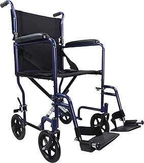 Aidapt Folding Lightweight Attendant Propelled Steel Wheelchair with Brakes, Lap Strap, Removable Foot Rests. Ideal for Every Day Use Indoors and Outside