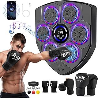 JUOIFIP Smart Music Boxing Machine for Adults and Kids, Bluetooth Boxing Equipment with Boxing Gloves, Wall Mounted Electronic Punching Machine for Home Gym Workout Indoor