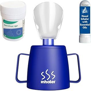 NanaCare UK Steam Inhaler Cup with Powerful Menthol Crystals and Nasal Stick | The Personal Steam Inhaler Provides Relief from Flu, Colds, Blocked Nose and Cough | Suitable for Adults and Kids