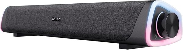 Trust Liro Soundbar PC Speaker 12W, Compact Stereo Sound Bar with RGB LED Lights, 3.5mm AUX Cable Connection, USB Powered PC Speakers for Computer Laptop Desktop Tablet Smartphone TV, Black