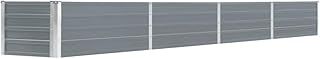 vidaXL Garden Raised Bed in Galvanised Steel 320x40x45cm - Grey, Spacious Outdoor Planter Box for Planting Herbs, Flowers and Vegetables