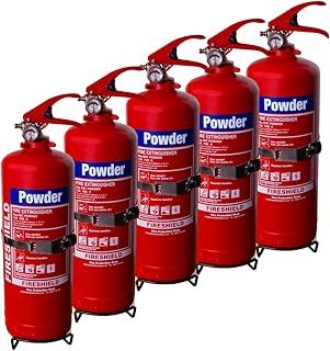 5x FireShield 2kg ABC Dry Powder Fire Extinguisher, Cars, HGVs, Homes, Pack of 5