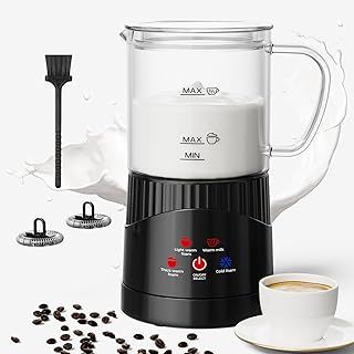 4-in-1 Milk Frother Electric, Automatic Milk Frother 400ML, Auto Shut-Off, Silent Operation, Hot & Cold Milk Warmer for Coffee, Latte, Cappuccino