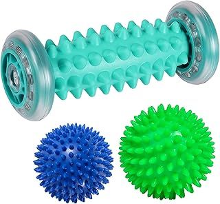 ROMIX Foot Massage Roller for Plantar Fasciitis, Trigger Point Muscle Roller Stick to Relieve Pain and Stress, Recovery Therapy Tool for Tight Muscles Feet Hands Arms Legs (Lime, 16 x 6.5 cm)