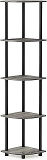 Furinno Turn-N-Tube 5 Tier Corner Display Rack Multipurpose Shelving Unit, French Oak/Black