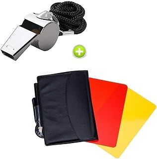 Giveet Metal Whistle with Sports Referee Card Set, Red Yellow Card and Stainless Steel Metal Coach Whistle for Football Basketball Soccer Hockey School