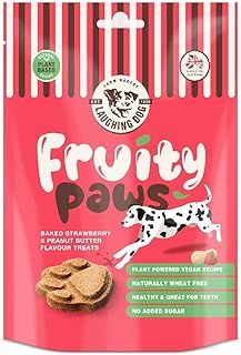Laughing Dog - Fruity Paws - Strawberry & Peanut Butter Flavoured Dog Treats - Wheat Free Training Treats, Vegan Dog Treat - 125g