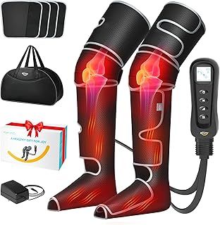 ALLJOY Leg Massager for Circulation and Pain Relief, Birthday Gifts for Men Dad Women Mom, Leg Massager with Heat and Compression, 2 Heat 5 Modes 4 Intensities 4 Extenders