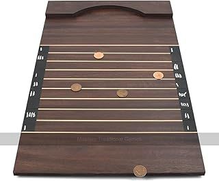 Masters Classic Shove Ha'penny Board - 61cm Wooden Shove Halfpenny Game with Real Halfpenny Coins - Made in UK