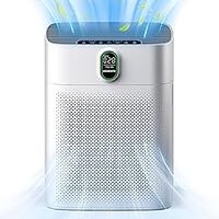 MORENTO Air Purifiers for Bedroom Home Large Room up to 1076 Sq Ft with PM 2.5 Air Quality Sensor, Remove the Pet Hair, Dust, Smoke, Air Cleaner with Double-sided Air Inlet, Sleep mode 24db, White