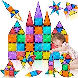Magnetic Building Blocks 32PCS Magnetic Tiles for Kids Stronger Magnets Toys for 3 4 5 6 7 8 Year Old Boys Girls Educational Construction Birthday Gifts for Kids Toddlers Age 3+