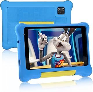 Kids Tablet 7 inch, Android 13 Tablet for Kids, 5GB RAM+32GB ROM 128GB Expand, Parental Control, Kids Software Pre-Installed, Dual Camera, Android Learning Tablet with Proof Case (Blue)