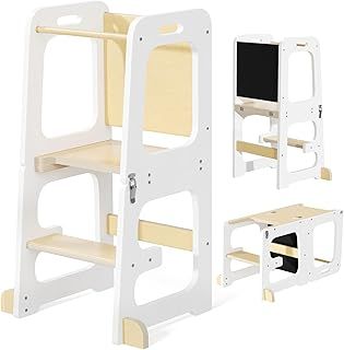 Yornoli Wooden Step Stool for Kids Toddler Learning Tower Stand Child Steps Stool for Kitchen Bathroom, White
