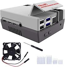 DVOZVO Retro Gaming Nes4Pi Case for Raspberry Pi 4 Model B, with Fan Cooling and Heatsinks