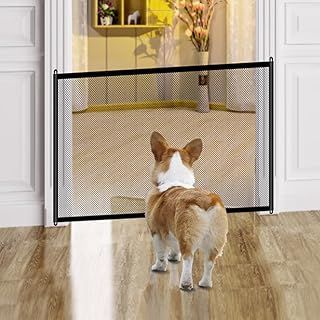 Dog Gate,Retractable Stair Gates for Dogs,Baby Safety Gate, Portable No Drilling Indoor,Dog Barrier Isolation Net for Stairway Doorway Indoor and Outdoor (72 * 110CM)