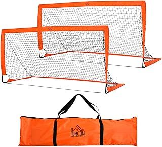 HOMCOM Set of 2 Football Goal Net 6 x 3 ft Foldable Outdoor Sport Training Teens Adults Football with Carrying Bag