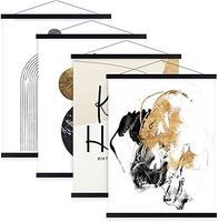 4 Pack A1 Poster Frame Frames 61cm x 91.5cm, Magnetic Light Wood Wooden Poster Hangers Hanger Hanging Kit for Canvas Artwork Art Print (61cm / 24", Black, 4 Packs)