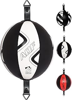 Leather Double-End Boxing Bag Speed Ball - Floor-to-Ceiling Punching Rebound Ball with Adjustable Bungee Cord - Reflex Dodge Speedball for Punching, MMA Training, & Striking Kit
