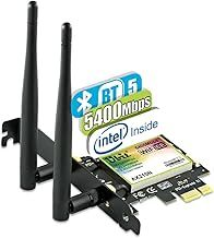 WiFi 6E AX210 PCIe Network Card - 5400Mbps Wireless Bluetooth 5.3, Intel Chip, 6GHz/5GHz/2.4GHz for PC Windows 11/10 (64Bit)