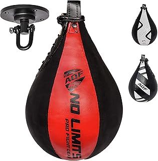 AQF Speed Bag with Swivel Set – Heavy Duty Boxing Ball, Leather Speed Ball for Martial Arts - Home Gym Punching Bag - MMA Muay Thai Training Striking Mount Kit for Fitness & Sports Workout