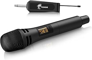 TONOR TW310 Wireless Microphone for Singing, UHF Cordless Handheld Dynamic Mic with 6.35mm Rechargeable Receiver for Karaoke Machine, DJ, PA System, Party, Speech, Grey