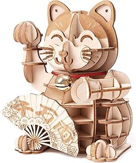 Rolife 3D DIY Wooden Puzzle Plutus Cat for Adults Teens Model Kits for Adults to Build