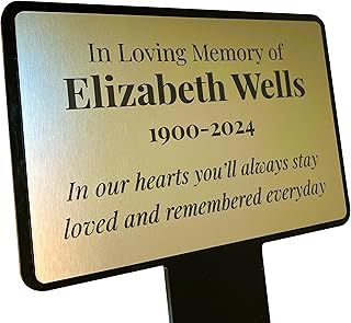 Personalised Bespoke Memorial Plaque with Stake - We will design your perfect plaque - Garden or Grave Ornament - Outdoor use (Gold)