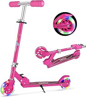BELEEV V1 Scooter for Kids, 2 Wheels Folding Kick Scooter for Children Girl and Boys, 3 Adjustable Height, Flashing Light up Wheels, Lightweight Scooter with Sturdy Frame, Kickstand, Age 3-12