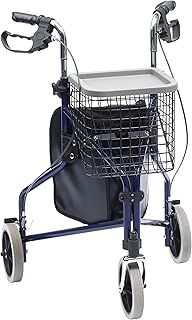Drive Devilbiss Steel Tri-Walker with Vinyl Bag and Basket and Tray, Blue