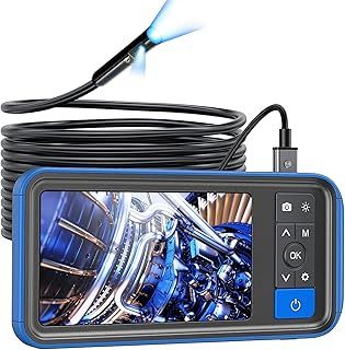 Teslong Dual Lens Endoscope Inspection Camera, 4.5 Inch Screen Borescope with Lights,16.5FT Semi-Rigid Waterproof Snake Camera, 32GB TF Card & Carrying Case for Car/Sewer Drain Pipe Inspection