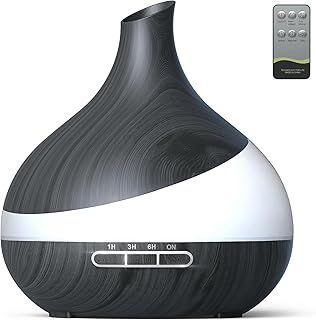 500 ML Essential Oil Diffuser, Upgraded Aromatherapy Diffuser for Large Room, Aroma diffuser with Remote Control 4 Timer Setting Waterless 14 Color Lights Auto Shut-Off