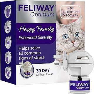 FELIWAY Optimum 30 Day Cat Calming Plug In Pheromone Diffuser Starter Kit, 48ml - Helps Solve all Common Signs of Stress in Cats & Kittens, Veterinary Recommended, Clinically Proven, Enhanced Serenity