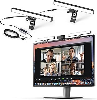Video Conference Lighting - Webcam Light for Streaming, LED Monitor and Laptop Light for Video Conferencing, Zoom Lighting for Computer, Replace Ring Light for Zoom Meeting, Double Kit