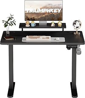 120x60cm Electric Standing Desk Height Adjustable Desk With Monitor Hooks Stand Storage Shelf Home Office Sit Stand Desk Study Table With Memory Smart Panel(Rustic Brown)