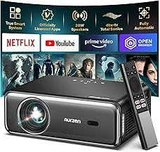 2025 Smart Projector with Dolby Audio ＆ NetfIix Officially, Auto Focus & Keystone, Full HD 1080P 4K Support, 20W Speakers, dbx-tv Total Sonics, for Home Cinema Bedroom Android IOS