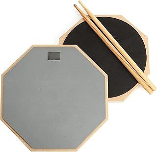 12 Inch Drum Practice Pad, with 5A Drum Sticks, 2-Sided Silent Rubber Dumb Drum for Beginners, Grey