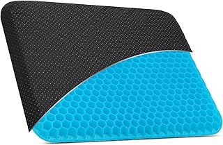 Gel Seat Cushion, Double Thick Breathable Cushion Cool Honeycomb Gel Cushion for Relax Back & Sciatica Home Office Chair Car Wheelchair Sitting Seat Cushion