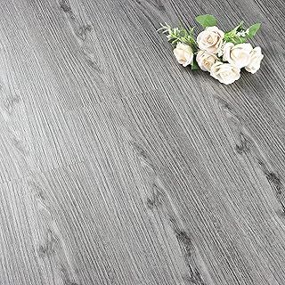 Peel and Stick Wallpaper Lino Flooring Self-adhesive Tiles Wooden Effect Vinyl Flooring Waterproof Wear-resistant Tile Stickers for Living Room Kitchen Gray Wallpaper 5pcs 90 x 15CM